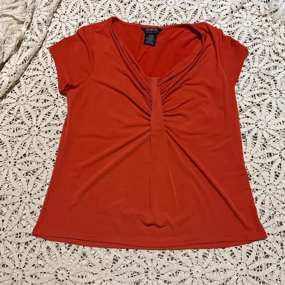 Chemisier Femme George - Orange Vif - Manches 3/4 Évasées - Taille 14 - Parfait État Occasion